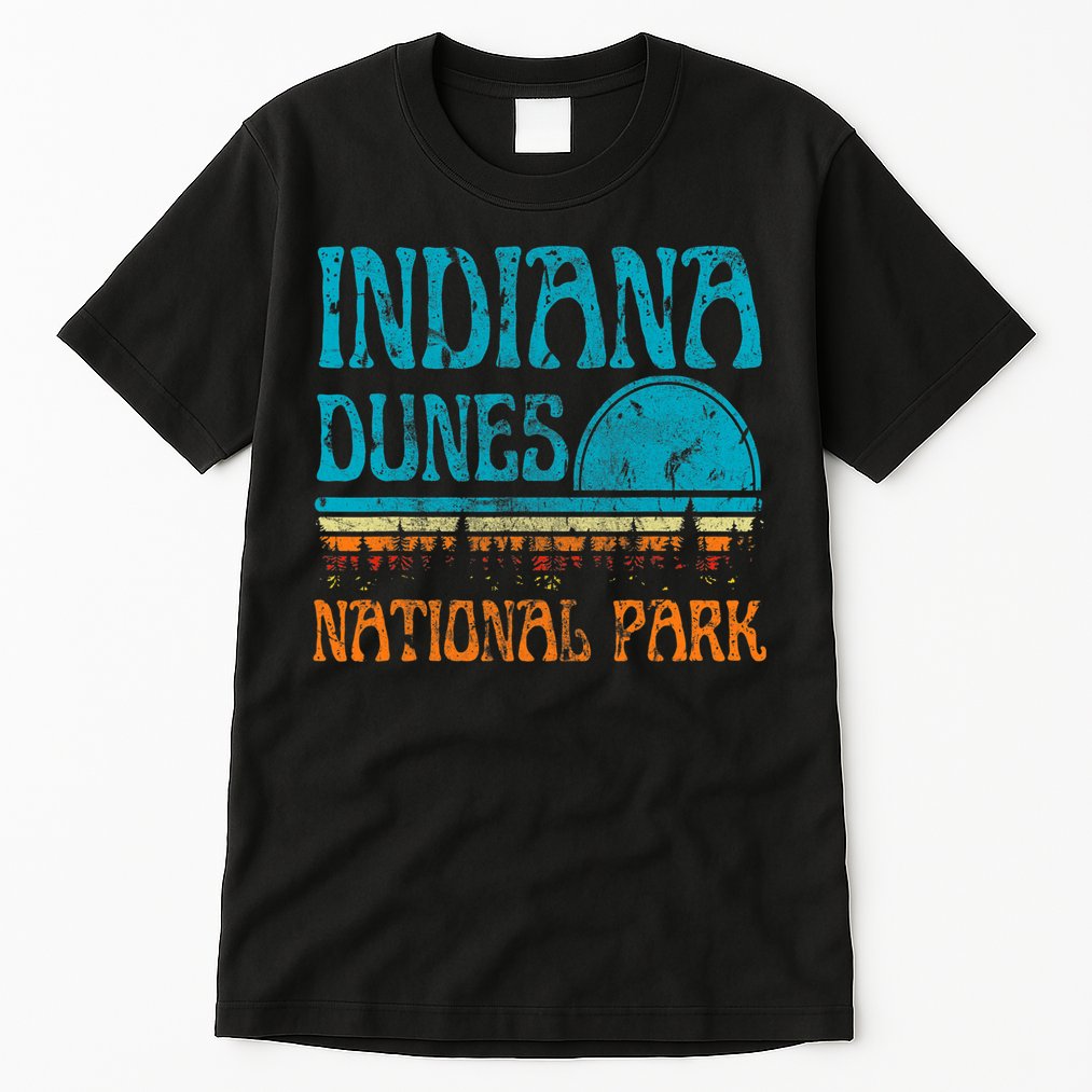 Indiana Dunes National Park Lake Michigan Retro Sunset Tall T-Shirt