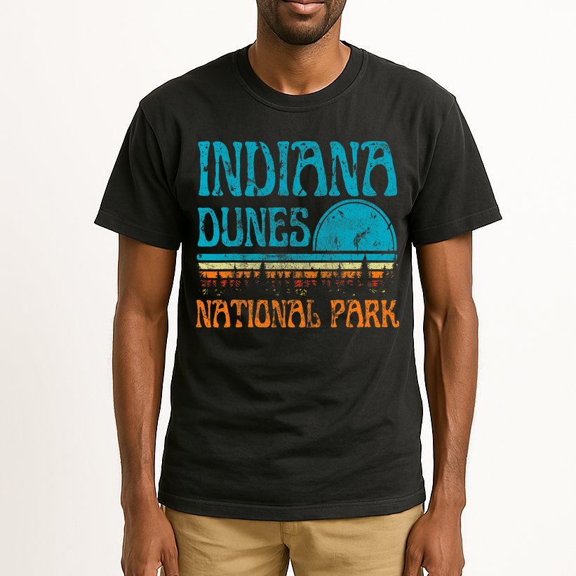 Indiana Dunes National Park Lake Michigan Retro Sunset Tall T-Shirt