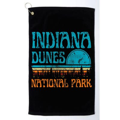 Indiana Dunes National Park Lake Michigan Retro Sunset Golf Towel