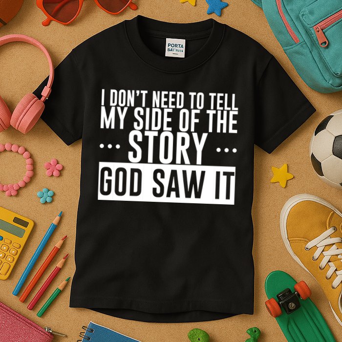 I Don't Need To Tell My Side Of The Story, God Saw It Kids T-Shirt