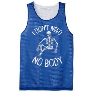 I Dont Need NoBody Lazy Halloween Costume Funny Skeleton Mesh Reversible Basketball Jersey Tank