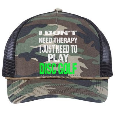 I Don't Need Therapy I Just Need To Play Disc Golf Lover Retro Rope Trucker Hat Cap