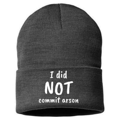 I Did Not Commit Arson Quote Sustainable Knit Beanie