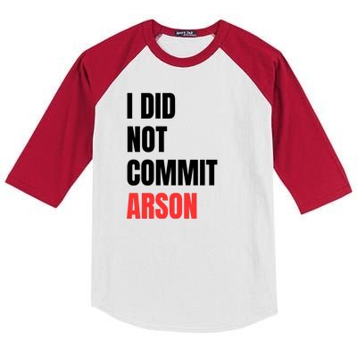 I Did Not Commit Arson Funny Quote Kids Colorblock Raglan Jersey