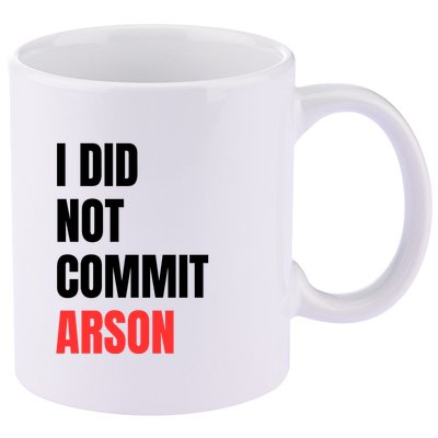 I Did Not Commit Arson Funny Quote 11oz C Handle Ceramic Mug