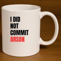 I Did Not Commit Arson Funny Quote 11oz C Handle Ceramic Mug