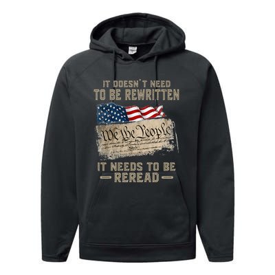 It Doesnt Need To Be Rewritten It Needs To Be Reread Performance Fleece Hoodie