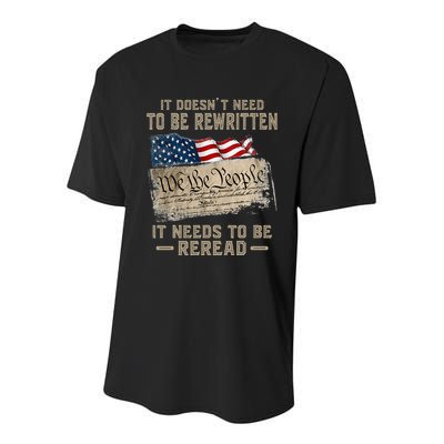 It Doesnt Need To Be Rewritten It Needs To Be Reread Youth Performance Sprint T-Shirt