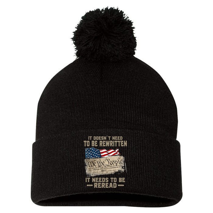 It Doesnt Need To Be Rewritten It Needs To Be Reread Pom Pom 12in Knit Beanie