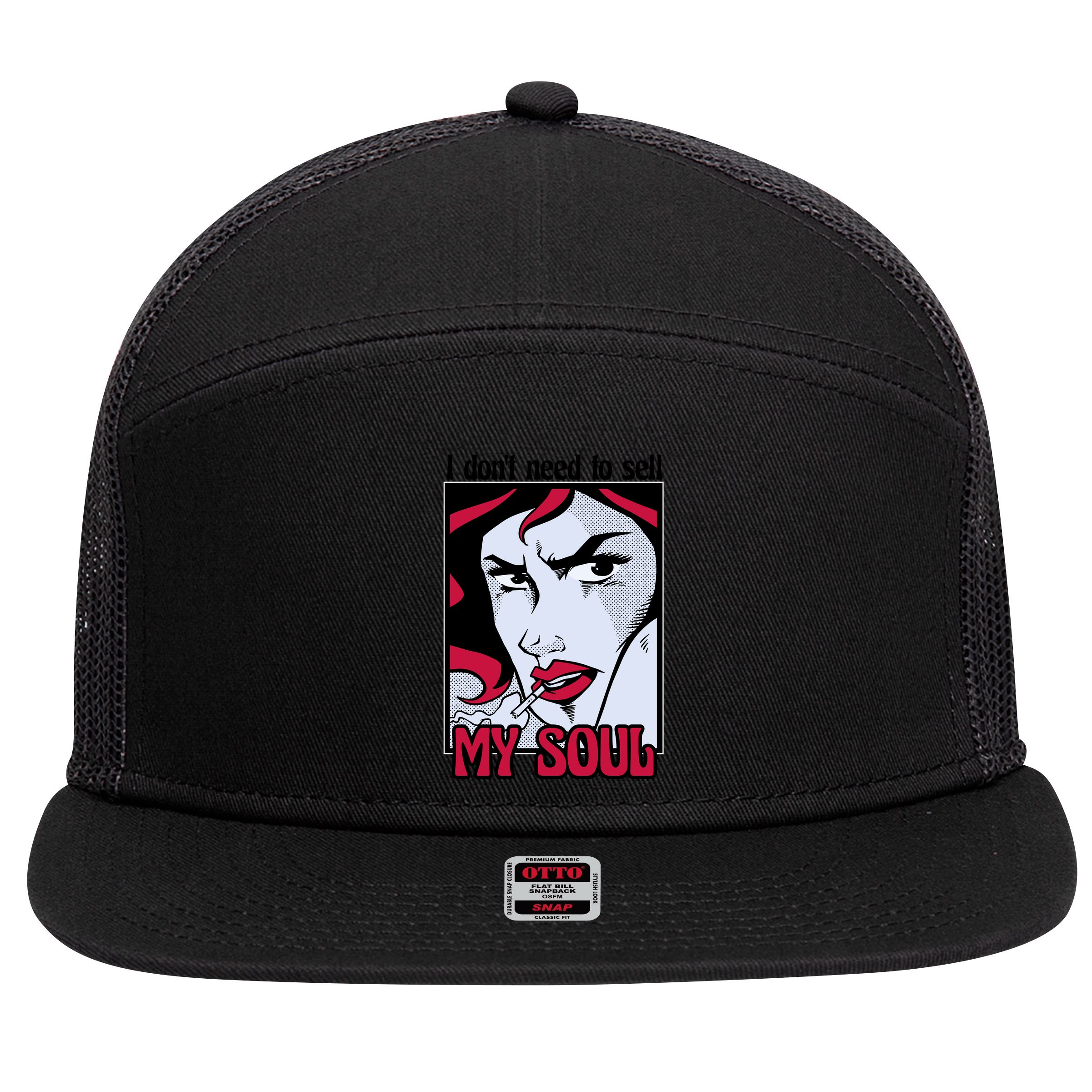 I Don't Need To Sell My Soul Comic 7 Panel Mesh Trucker Snapback Hat