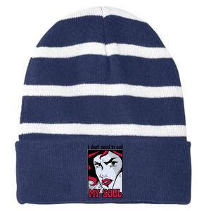 I Don't Need To Sell My Soul Comic Striped Beanie with Solid Band