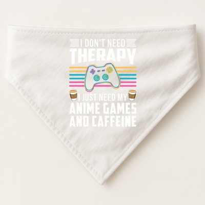 I Dont Need Therapy I Need Anime Games Caffeine Gift USA-Made Doggie Bandana