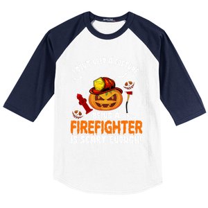 I Dont Need A Costume Pumpkin Firefighter Lover Halloween Gift Baseball Sleeve Shirt