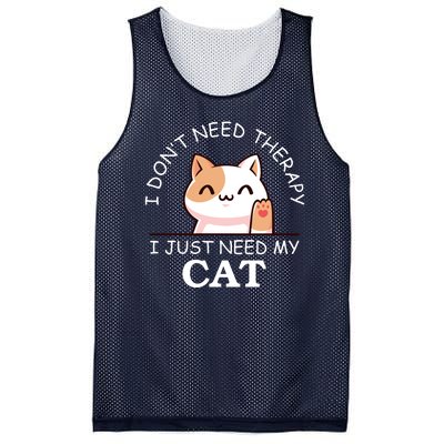 I Don't Need Therapy I Just Need My Cat Cute Mesh Reversible Basketball Jersey Tank