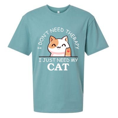 I Don't Need Therapy I Just Need My Cat Cute Sueded Cloud Jersey T-Shirt