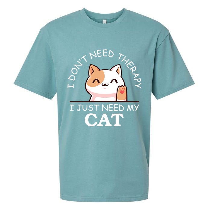 I Don't Need Therapy I Just Need My Cat Cute Sueded Cloud Jersey T-Shirt