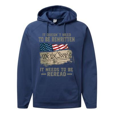 It Doesnt Need To Be Rewritten It Needs To Be Reread Performance Fleece Hoodie