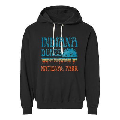 Indiana Dunes National Park Lake Michigan Retro Sunset Garment-Dyed Fleece Hoodie