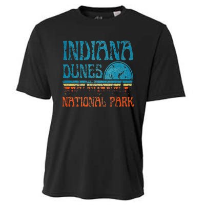 Indiana Dunes National Park Lake Michigan Retro Sunset Cooling Performance Crew T-Shirt