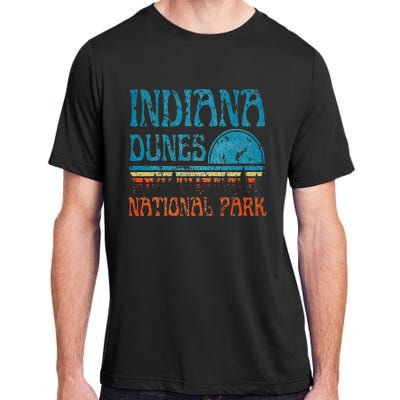 Indiana Dunes National Park Lake Michigan Retro Sunset Adult ChromaSoft Performance T-Shirt