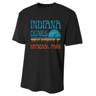 Indiana Dunes National Park Lake Michigan Retro Sunset Performance Sprint T-Shirt