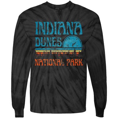 Indiana Dunes National Park Lake Michigan Retro Sunset Tie-Dye Long Sleeve Shirt