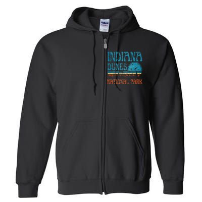 Indiana Dunes National Park Lake Michigan Retro Sunset Full Zip Hoodie