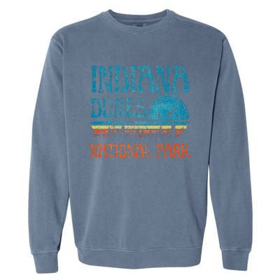 Indiana Dunes National Park Lake Michigan Retro Sunset Garment-Dyed Sweatshirt