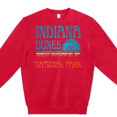 Indiana Dunes National Park Lake Michigan Retro Sunset Premium Crewneck Sweatshirt