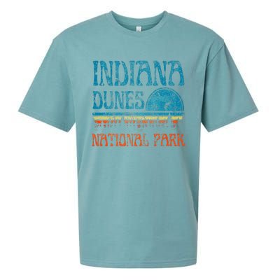 Indiana Dunes National Park Lake Michigan Retro Sunset Sueded Cloud Jersey T-Shirt