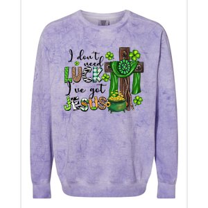 I Don't Need Lucky I Got Jesus St Patrick’s Day Leopard Patty's Day God Colorblast Crewneck Sweatshirt