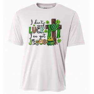 I Don't Need Lucky I Got Jesus St Patrick’s Day Leopard Patty's Day God Cooling Performance Crew T-Shirt