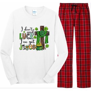 I Don't Need Lucky I Got Jesus St Patrick’s Day Leopard Patty's Day God Long Sleeve Pajama Set