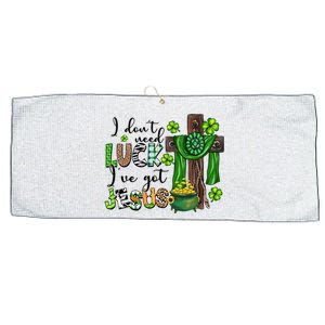 I Don't Need Lucky I Got Jesus St Patrick’s Day Leopard Patty's Day God Large Microfiber Waffle Golf Towel