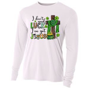 I Don't Need Lucky I Got Jesus St Patrick’s Day Leopard Patty's Day God Cooling Performance Long Sleeve Crew