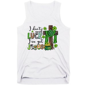 I Don't Need Lucky I Got Jesus St Patrick’s Day Leopard Patty's Day God Tank Top