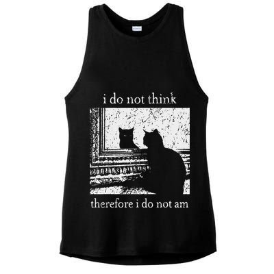 I Do Not Think Therefore I Do Not Am Cat Meme Ladies PosiCharge Tri-Blend Wicking Tank