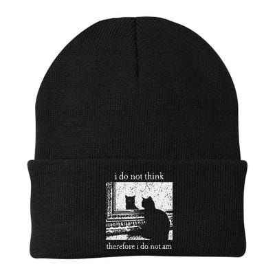 I Do Not Think Therefore I Do Not Am Cat Meme Knit Cap Winter Beanie