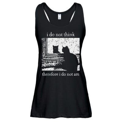 I Do Not Think Therefore I Do Not Am Cat Meme Ladies Essential Flowy Tank