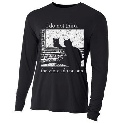 I Do Not Think Therefore I Do Not Am Cat Meme Cooling Performance Long Sleeve Crew