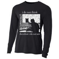 I Do Not Think Therefore I Do Not Am Cat Meme Cooling Performance Long Sleeve Crew