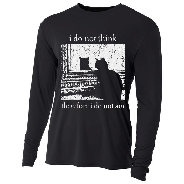 I Do Not Think Therefore I Do Not Am Cat Meme Cooling Performance Long Sleeve Crew