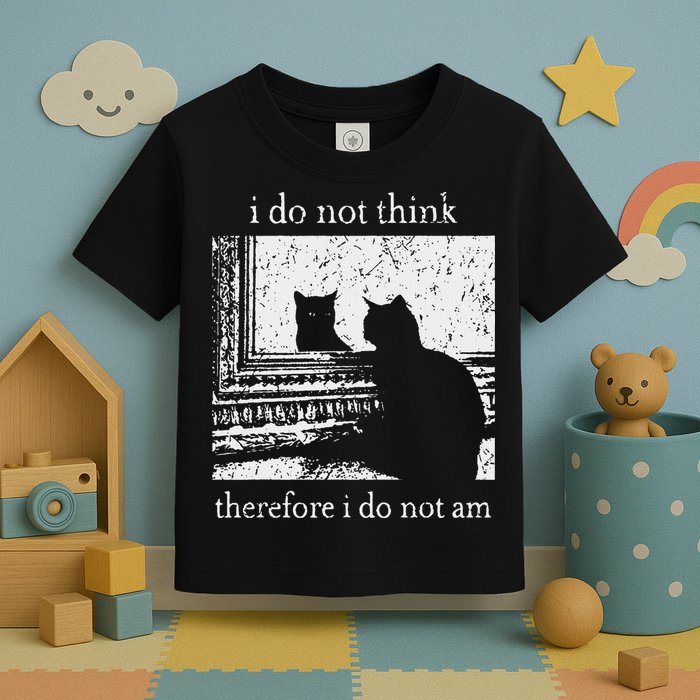 I Do Not Think Therefore I Do Not Am Cat Meme Toddler T-Shirt