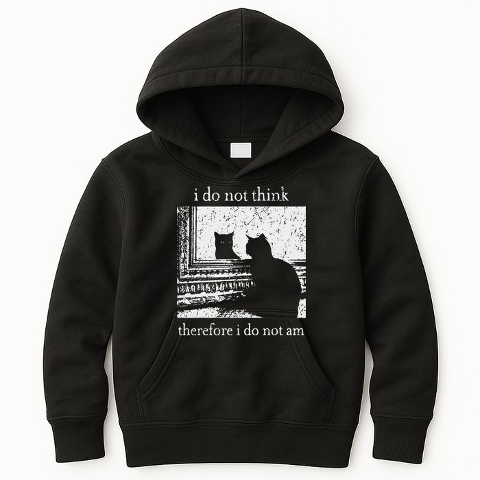I Do Not Think Therefore I Do Not Am Cat Meme Kids Hoodie