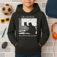I Do Not Think Therefore I Do Not Am Cat Meme Kids Hoodie