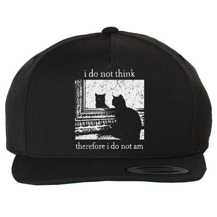 I Do Not Think Therefore I Do Not Am Cat Meme Wool Snapback Cap