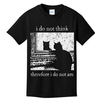 I Do Not Think Therefore I Do Not Am Cat Meme Kids T-Shirt