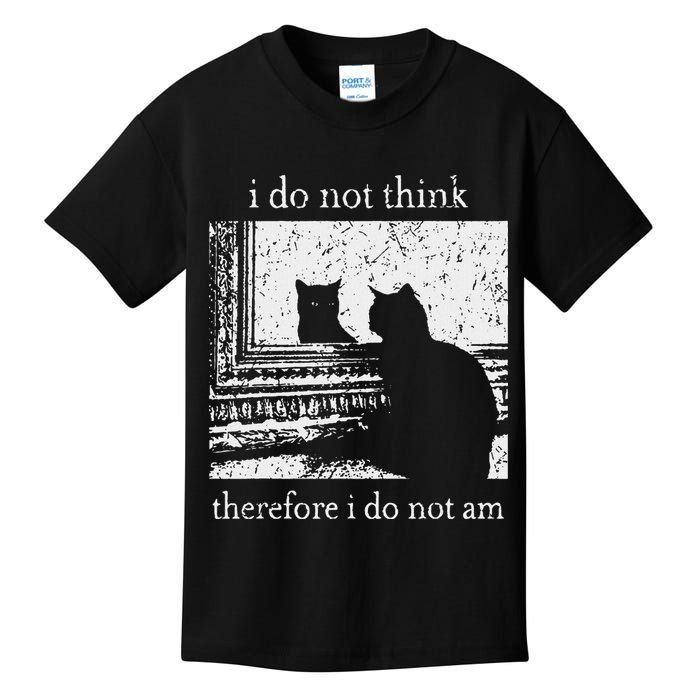 I Do Not Think Therefore I Do Not Am Cat Meme Kids T-Shirt