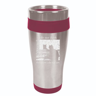 I Do Not Think Therefore I Do Not Am Cat Meme 16oz Travel Tumbler