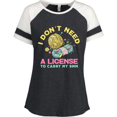 I Don't Need A License To Carry My 9mm Funny Gift Crocheting Lover Cool Gift Enza Ladies Jersey Colorblock Tee